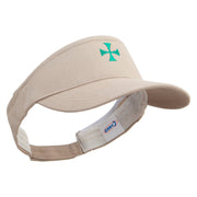 Columbus Day Cross Embroidered Brushed Cotton Sun visor - Khaki OSFM