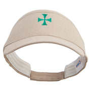 Columbus Day Cross Embroidered Brushed Cotton Sun visor - Khaki OSFM