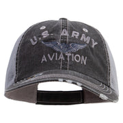Licensed US Army Aviation Embroidered Low Profile Special Cotton Mesh Cap - Black OSFM