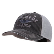 Licensed US Army Aviation Embroidered Low Profile Special Cotton Mesh Cap - Black OSFM