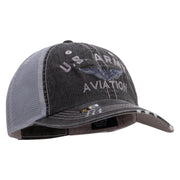 Licensed US Army Aviation Embroidered Low Profile Special Cotton Mesh Cap - Black OSFM