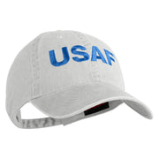 USAF Blue Letter Embroidered Pigment Dyed Cap - White OSFM