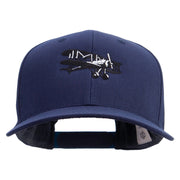 Black and White Airplane Embroidered Solid Cotton Twill Pro Style Cap - Navy OSFM