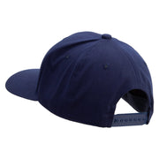 Black and White Airplane Embroidered Solid Cotton Twill Pro Style Cap - Navy OSFM