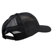 US Marine Corps Retired Emblem Embroidered 6 Panel Structured Cotton Twill Mesh Cap Made in USA - Black OSFM