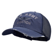Licensed US Army Aviation Embroidered Low Profile Special Cotton Mesh Cap - Navy OSFM
