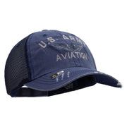Licensed US Army Aviation Embroidered Low Profile Special Cotton Mesh Cap - Navy OSFM