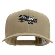 Black and White Airplane Embroidered Solid Cotton Twill Pro Style Cap - Khaki OSFM