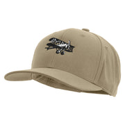 Black and White Airplane Embroidered Solid Cotton Twill Pro Style Cap - Khaki OSFM