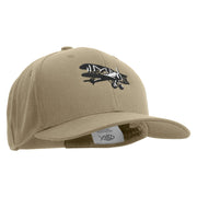 Black and White Airplane Embroidered Solid Cotton Twill Pro Style Cap - Khaki OSFM