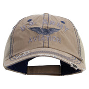 Licensed US Army Aviation Embroidered Low Profile Special Cotton Mesh Cap - Khaki OSFM