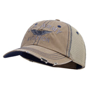 Licensed US Army Aviation Embroidered Low Profile Special Cotton Mesh Cap - Khaki OSFM