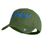 USAF Blue Letter Embroidered Pigment Dyed Cap - Olive OSFM