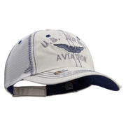 Licensed US Army Aviation Embroidered Low Profile Special Cotton Mesh Cap - Putty OSFM