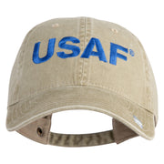 USAF Blue Letter Embroidered Pigment Dyed Cap - Khaki OSFM