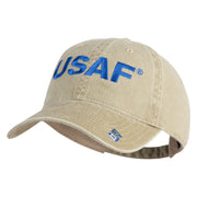 USAF Blue Letter Embroidered Pigment Dyed Cap - Khaki OSFM