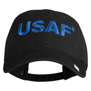 USAF Blue Letter Embroidered Pigment Dyed Cap - Black OSFM