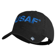 USAF Blue Letter Embroidered Pigment Dyed Cap - Black OSFM
