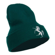 Horse Emblem Embroidered Long Beanie