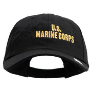 US Marine Corps Design Embroidered 6 Panel Unstructured Cotton Twill Cap Made in USA - Black OSFM