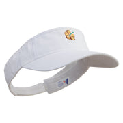 Hawaiian Polynesian Flower Embroidered Prostyle Cotton Twill Washed Visor - White OSFM