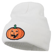 Halloween Excited Jack o Lantern Embroidered Long Beanie