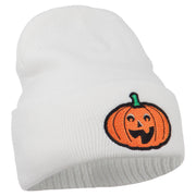 Halloween Excited Jack o Lantern Embroidered Long Beanie