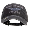 Licensed Army Aviator Veteran Embroidered Washed Solid Pigment Dyed Cotton Twill Brass Buckle Cap - Black OSFM