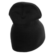 Licensed Made in USA Navy Retired Flag Symbol Embroidered 8 Inch Solid Knit Short Beanie - Black OSFM