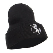 Horse Emblem Embroidered Long Beanie