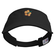 Hawaiian Polynesian Flower Embroidered Prostyle Cotton Twill Washed Visor - Black OSFM