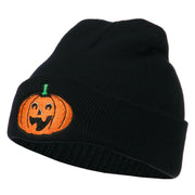 Halloween Excited Jack o Lantern Embroidered Long Beanie