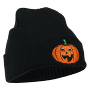 Halloween Excited Jack o Lantern Embroidered Long Beanie