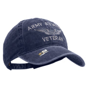 Licensed Army Aviator Veteran Embroidered Washed Solid Pigment Dyed Cotton Twill Brass Buckle Cap - Navy OSFM