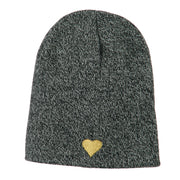 Heart Embroidered Short Beanie