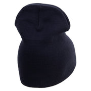 Licensed Made in USA Navy Retired Flag Symbol Embroidered 8 Inch Solid Knit Short Beanie - Navy OSFM