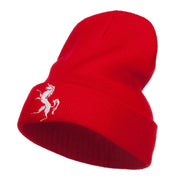 Horse Emblem Embroidered Long Beanie