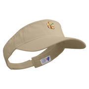 Hawaiian Polynesian Flower Embroidered Prostyle Cotton Twill Washed Visor - Khaki OSFM