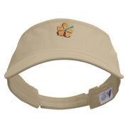 Hawaiian Polynesian Flower Embroidered Prostyle Cotton Twill Washed Visor - Khaki OSFM