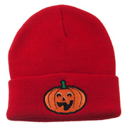 Halloween Excited Jack o Lantern Embroidered Long Beanie