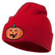 Halloween Excited Jack o Lantern Embroidered Long Beanie