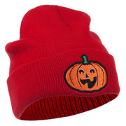 Halloween Excited Jack o Lantern Embroidered Long Beanie