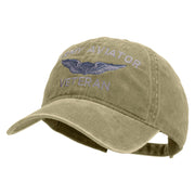 Licensed Army Aviator Veteran Embroidered Washed Solid Pigment Dyed Cotton Twill Brass Buckle Cap - Khaki OSFM
