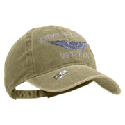 Licensed Army Aviator Veteran Embroidered Washed Solid Pigment Dyed Cotton Twill Brass Buckle Cap - Khaki OSFM