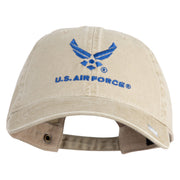 US Air Force with Wing Embroidered Pigment Dyed Cap - Khaki OSFM