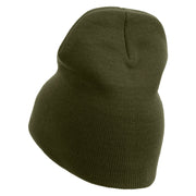 Licensed Made in USA Navy Retired Flag Symbol Embroidered 8 Inch Solid Knit Short Beanie - Olive OSFM