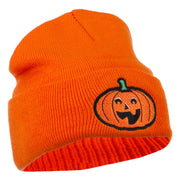 Halloween Excited Jack o Lantern Embroidered Long Beanie