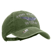 Licensed Army Aviator Veteran Embroidered Washed Solid Pigment Dyed Cotton Twill Brass Buckle Cap - Olive OSFM