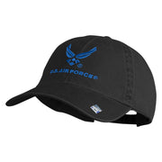 US Air Force with Wing Embroidered Pigment Dyed Cap - Black OSFM
