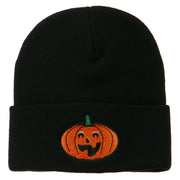 Halloween Excited Jack o Lantern Embroidered Long Beanie